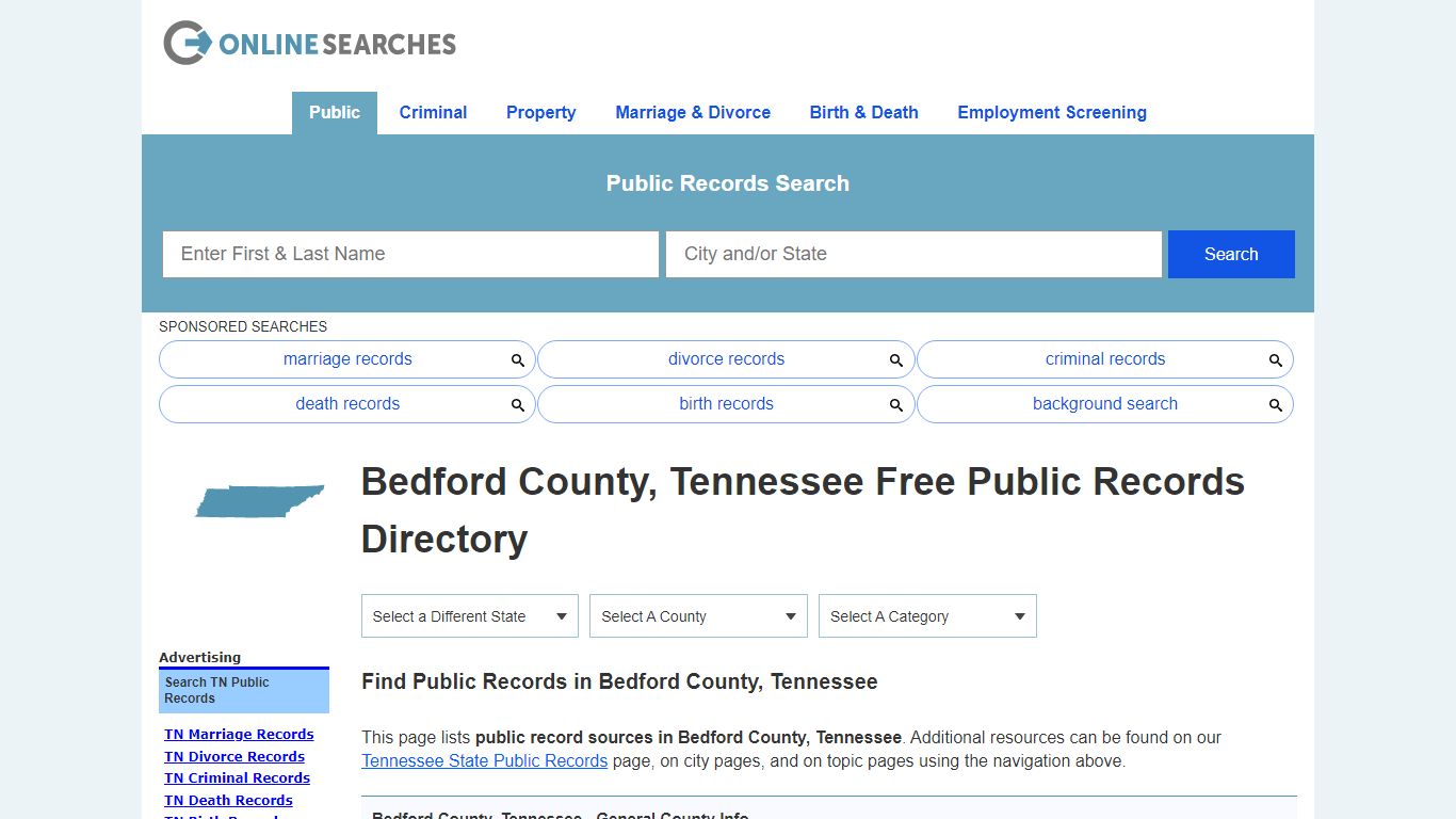 Bedford County, Tennessee Public Records Directory